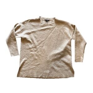 Eileen Fisher Sweater‎ 100% Merino Wool XS Taupe Italian Yarn Scoop Neck